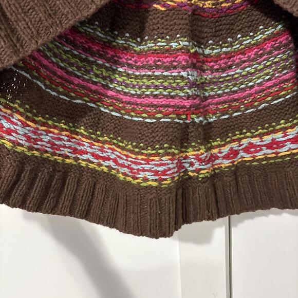 Hanna Anderson Lady’s Sweater Boho Hippy Y2K Heavy Brown With Pastels - Picture 5 of 9